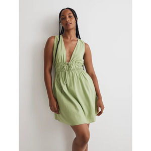 MADEWELL Women's Sophia Deep-V Mini Dress Seedling Size XS Sleeveless NWT